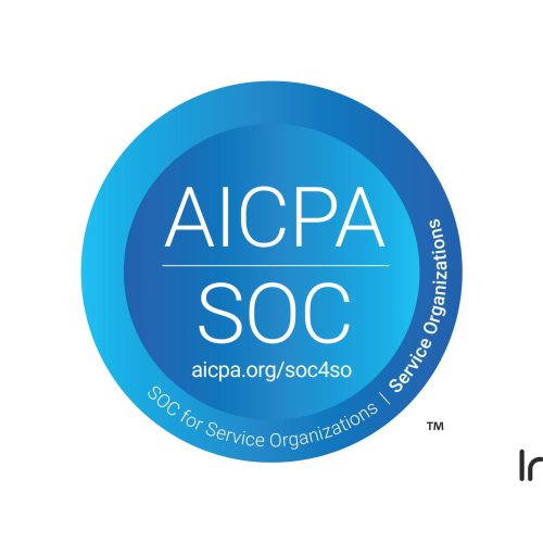 AICPA certification for Soc 2 type 2 a blue circle with white text