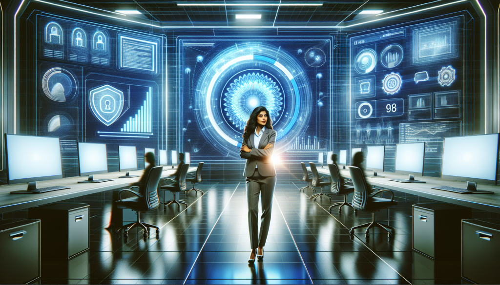 IT pro monitoring timely virtual desktop update progress with security shield icons ensuring fast VDI performance