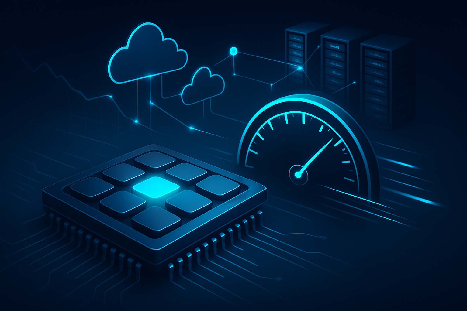 High clock speed cloud performance graphic with fast CPU cores, lower latency and better time to first byte